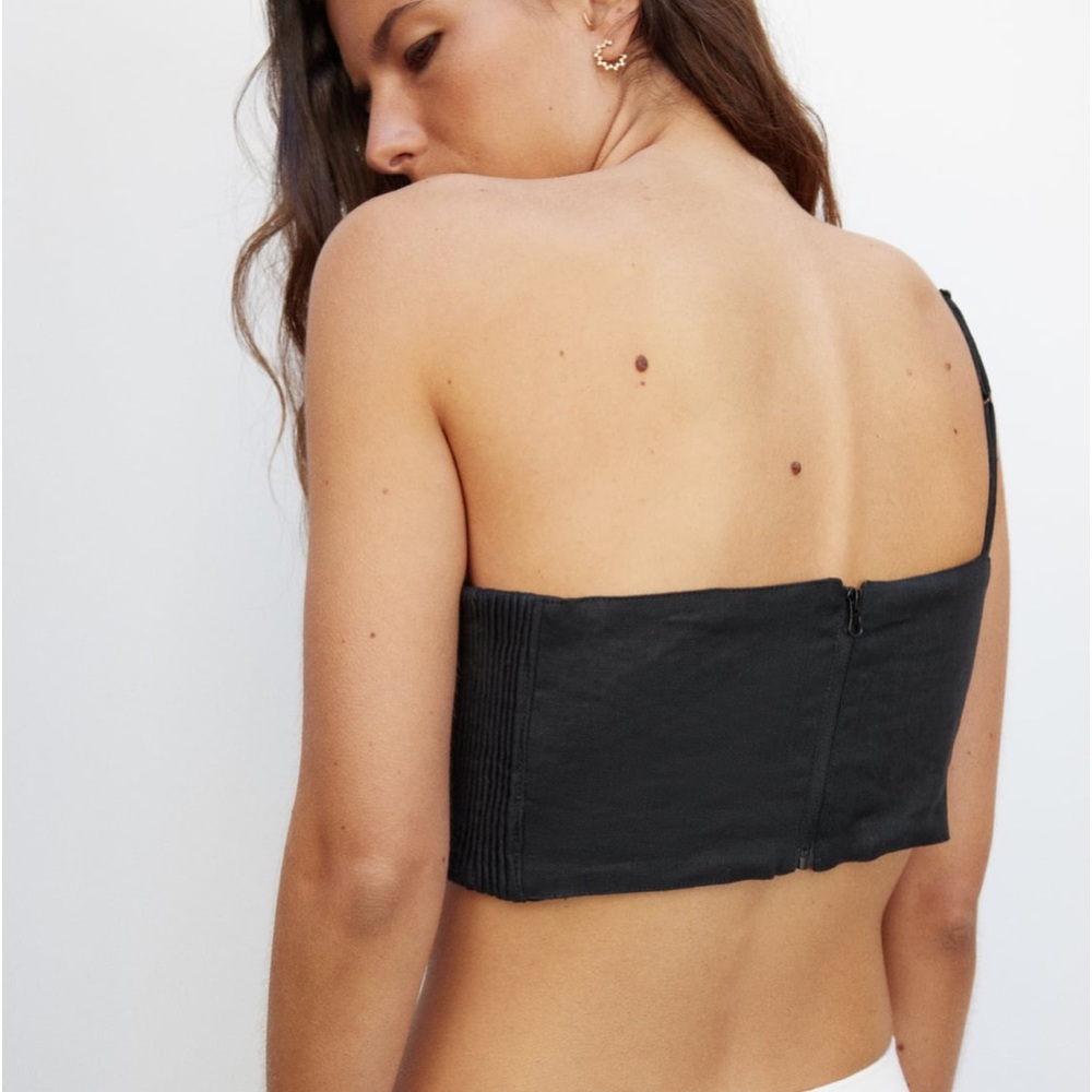Zara linen blend raffia flower handmade top - Picture 3 of 8